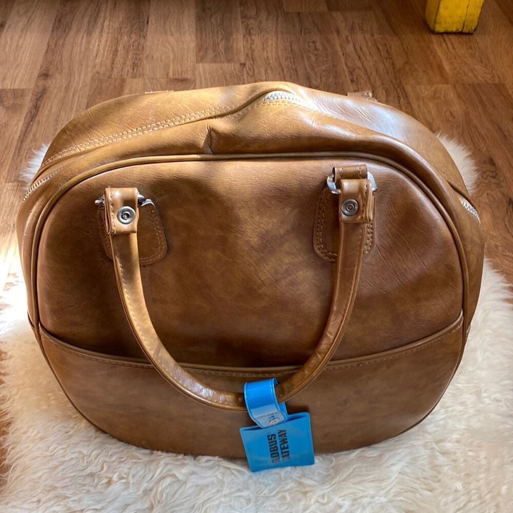 Vintage Travel Bag Brown/Tan Zipper Pockets